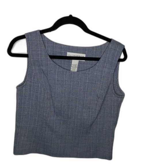 Sag Harbor Vintage Blazer Blue Striped Size 8 Women with Tank and Shoulder pads - Picture 13 of 16